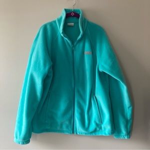 Columbia Fleece Jacket XXL Teal Green Blue Women’s Adult Coat Full Zip Outdoor